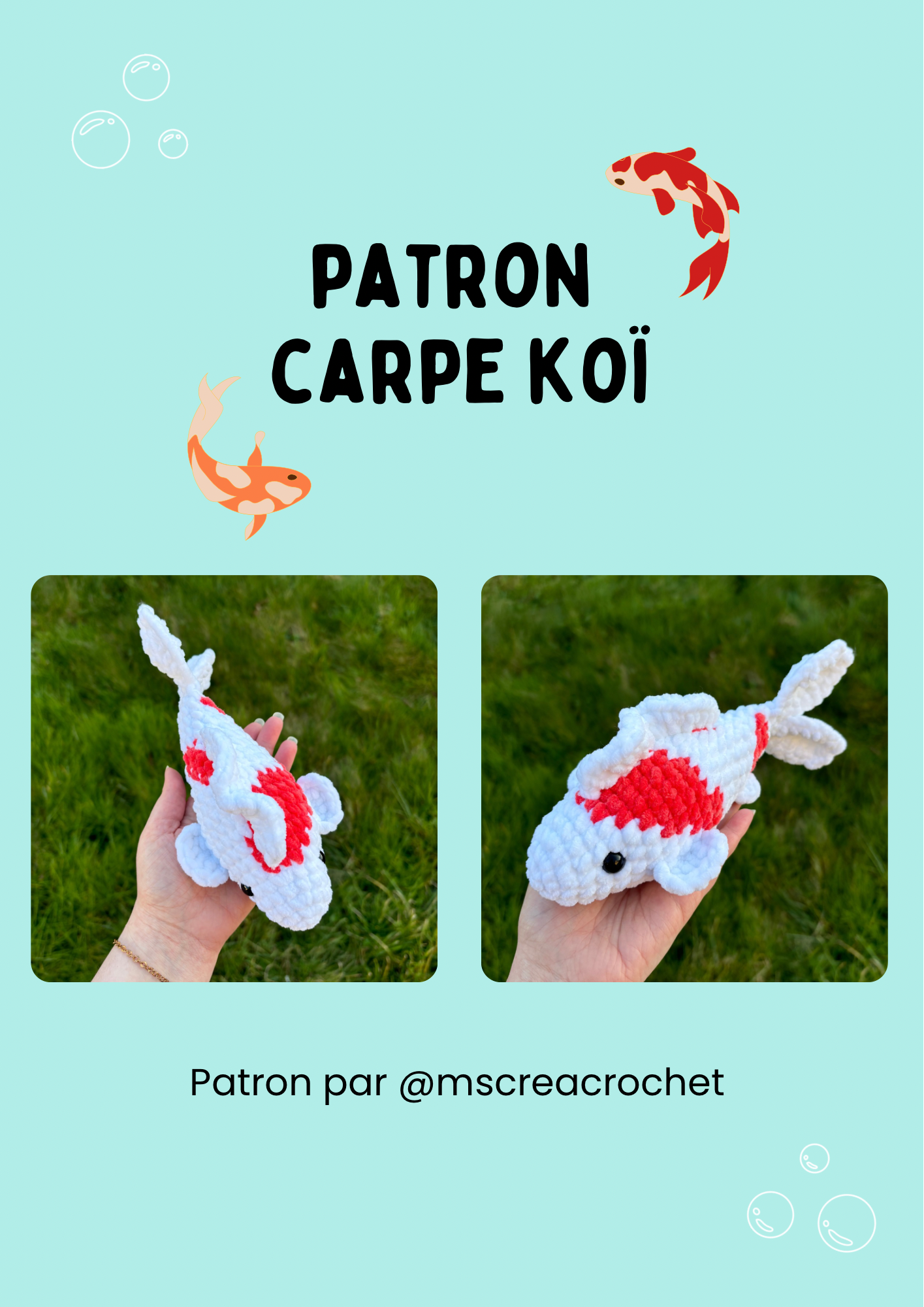 Patron 2 en 1 : carpe koï/ mini carpe koï