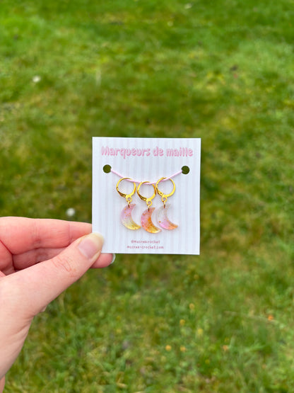 🌙 Marqueurs de mailles – modèle lune (Lot de 3)