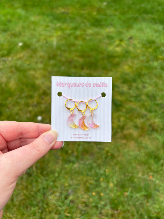 🌙 Marqueurs de mailles – modèle lune (Lot de 3)
