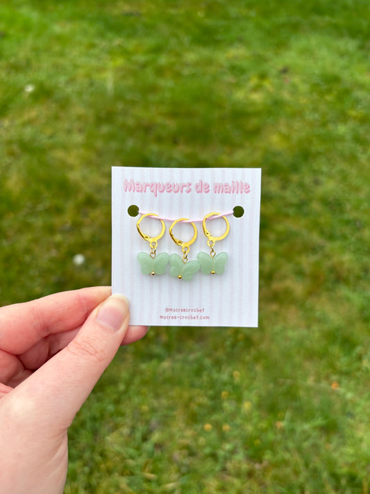 🦋 Marqueurs de mailles – modèle papillon (Lot de 3)
