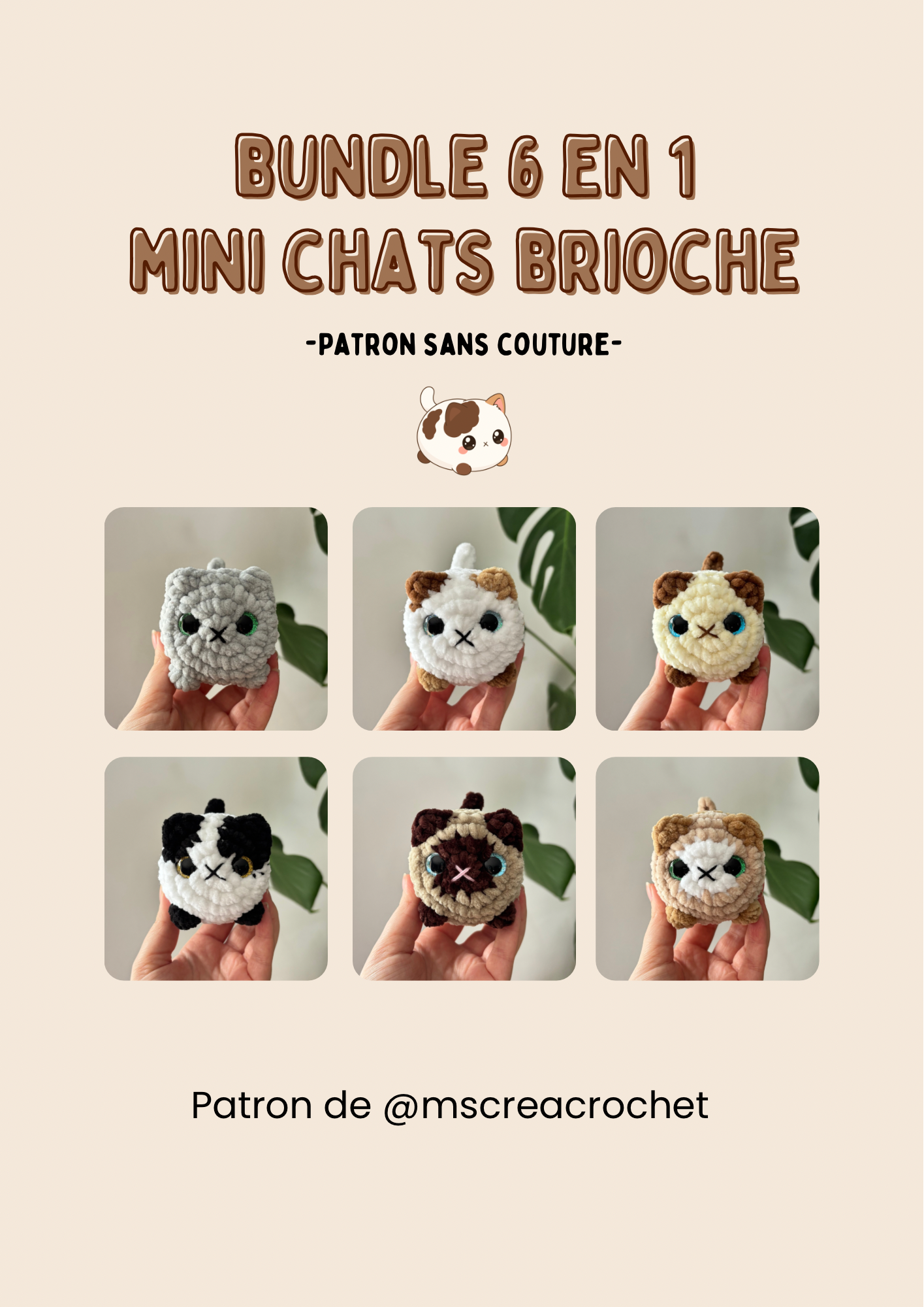 Patron mini chat brioche