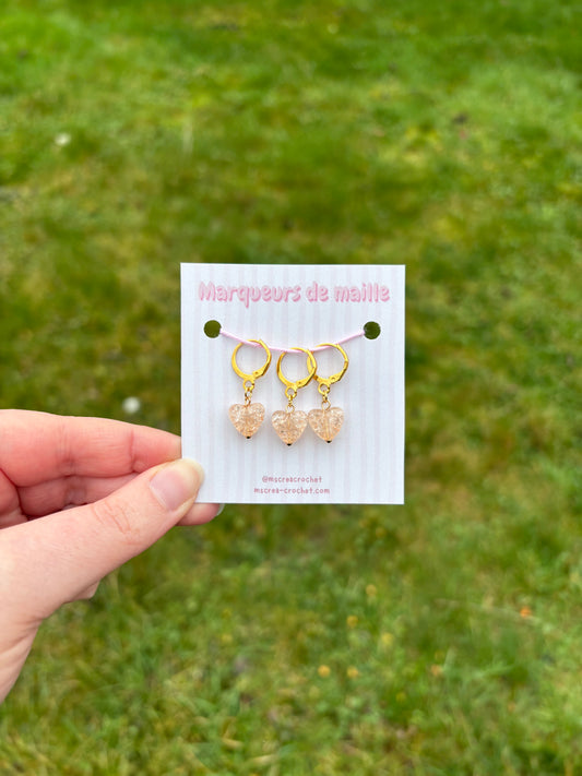 ❤️ Marqueurs de mailles – modèle cœur (Lot de 3)